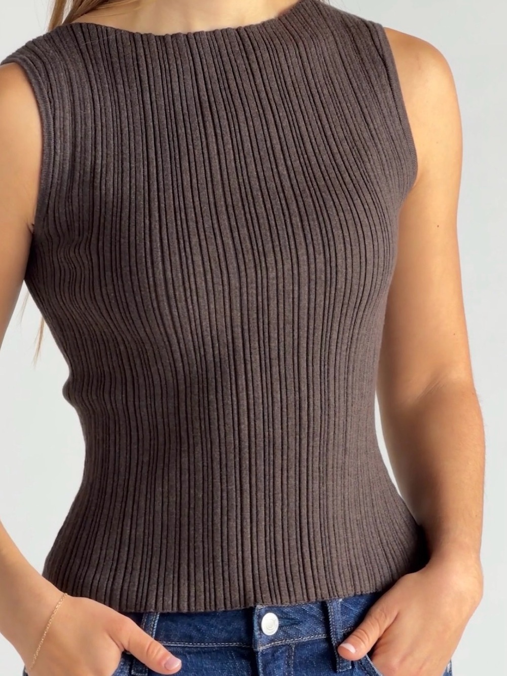Cotton Cashmere Ribbed Tank
